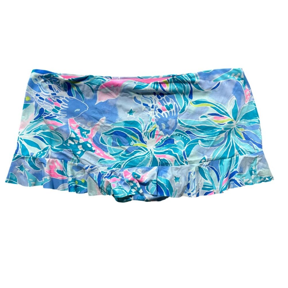 Lilly Pulitzer Blue Pink Green Floral Swim Skirt